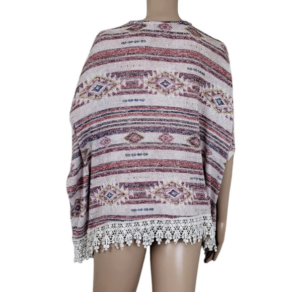 American Rag Oversized Aztec Print Crochet Knit Top - Picture 2 of 4